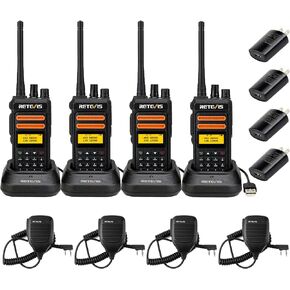 Retevis RT76P Walkie Talkies with Shoulder Mic,Long Range 2 Way Radios,5 Watt High Power,NOAA,Dual Watch,VOX, Emergency Walkie Talkie for Warehouse Security Hotel (4 Pack)