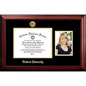 NCAA Oakland Golden Grizzlies Unisex Oakland University 11 x 8.5 Inches Gold Embossed Diploma Frame with 5 x 7 Inches Portrait Gold Embossed Diploma Frame with 5 x 7 Inches Portrait Brown One Size