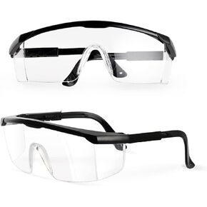 PACIFIC PPE 2 Pack Safety Glasses, Anti-fog, Scratch Resistant Clear Wraparound Lenses and No-Slip Grips, Adjustable, Lab Goggles