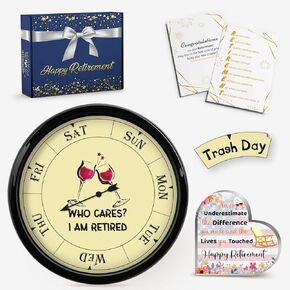Retirement Gift for Woman, Retirement Gifts for Women 2024 with Retirement Card Day Clock Retirement Plaque Cool Funny Practical Retirement Gifts for Coworker Retirement Party Decoration Plan