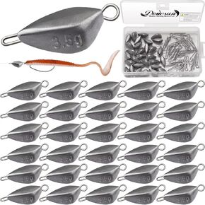 Dovesun Fishing Weights Sinkers Kit Texas Rig Hooks Fishing Weights Fishing Sinkers Swing Jig Heads Ned Rig Weights Worm Weights with 5 Size Fishing Hooks and Weights 30pcs 95pcs