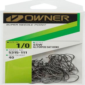 Owner SSW Needle Point Hooks: Black 1/0 Pro Pk
