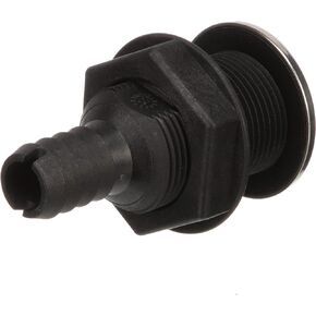 Seachoice Covered Thru-Hull Fitting w/Stainless-Steel Flange, Fits 3/4 in. ID Hose,Black