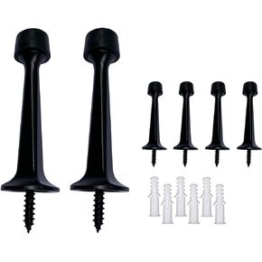 Door Stops,Door Stoppers for Wall,Door Stop for Bottom of Door, Heavy Duty Solid Rigid Door Stopper with Soft Rubber Tip, 3 in Doorstops Color Matte Black/Black,10 Pack