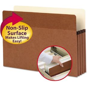 Smead Easy Grip® File Pocket, Straight-Cut Tab, 3-1/2" Expansion, Legal Size, Redrope, 25 per Box (73210)