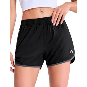Women's Running Shorts with Mesh Liner Elastic Waist Quick Dry 3 inch Inseam Athletic Workout Shorts