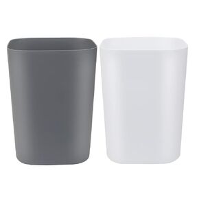 Gereen Bathroom Trash Can, 2 Gallon Small Trash Can,Square Trash Bin Wastebasket for Bathroom Bedroom Kitchen Countertop Under Sink (Pack of 2, White+Gray)