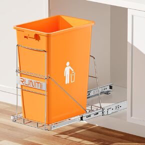 Double 37 Quart Pull Out Trash Can Under Cabinet, Under Sink Trash Can Rack, 70 Liter Total Capacity, Cabinet Trash Can Pull Out Kit, Not Included Can