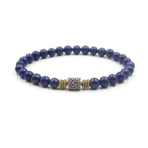 Lapis Lazuli Bracelet, Men's Lapis Lazuli and Sterling Silver Beaded Bracelet, Blue Beads Bracelet for Men