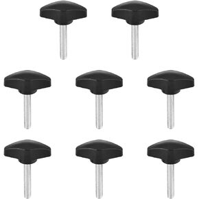 Bettomshin 8PCS M6x35mm Clamping Handle Gripandles Screw Knobs Handgrips Threaded T-Shape Black