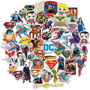 Superman Stickers Die Cut Vinyl Sticker Variety Pack - Laptop, Water Bottle, Scrapbooking, Tablet, Skateboard, Indoor/Outdoor - Set of 50