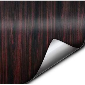 VViViD Dark Wood Grain Faux Finish Textured Red Vinyl Wrap Roll Sheet Film DIY No Mess Easy to Install Air-Release Adhesive (4ft x 24")