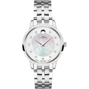 Movado 1881 Women's Watch - Swiss Automatic Movement, Stainless Steel Link Bracelet with Diamonds - 3 ATM Water Resistance - Luxury Fashion Timepiece for Her - 30mm
