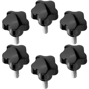 Aicosineg Star Knobs Male Thread Clamping Knob Screw Hand Tightening Knob Quick Removal Replacement Parts M6x32mm length 10mm Black 4Pcs