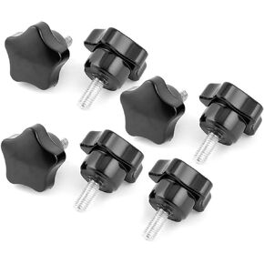 uxcell® M6 6mm Dia 15mm Length Thread Star Head Screw Knob Handle Black 7Pcs