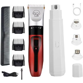 Dog Clippers and Nail Grinder Low Noise Cordless Rechargeable Dog Clippers and Nail Grinder for Grooming Pet Hair Trimmers and Nail Trimmers for Small and Large Dogs Cats Animals