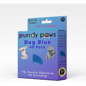 Purrdy Paws 40 Pack Soft Nail Caps for Dog Claws Blue X-Small