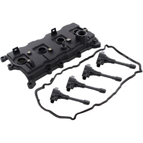 NewYall Engine Valve Cover with Gasket and 4 Ignition Coils Kit