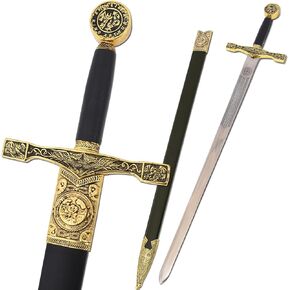 Medieval Crusader Sword Knight's Sword，Metal Material， Anime Cosplay and Film Collection, Christmas Holiday Dress-up Props，A Variety of Styles are Available