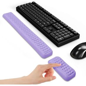 Keyboard Mouse Wrist Rest Pad, Comfort Memory Foam Wrist Rest with Non-Slip Silicone Base Leather Surface, Ergonomic Keyboard Mouse Wrist Support for Typing Pain Relief (Hermes Orange)