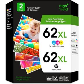 خراطيش حبر 62XL بديلة عالية الإنتاجية لحبر HP 62xl مجموعة كومبو باللون الأسود واللون تعمل مع طابعة HP Envy 5540 5549 5640 5660 7640 7645 OfficeJet Mobile 250 200 OfficeJet 5740 5741 8040 in Kuwait