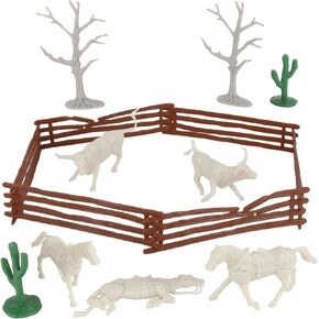 BMC CTS Desert Western Ranch - 15pc Plastic Figure Playset Diorama Accessories
