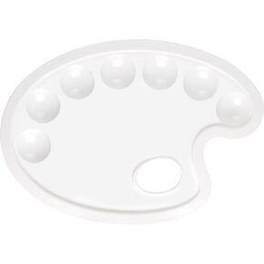 Heritage Arts CW184 Oval Plastic Artist Paint Palette; Made of Durable, Solvent-resistant Plastic for Use with Oils and Acrylics; Dimensions 9 1/2" x 6 1/2"