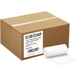 (100) Gorilla Supply Coreless Thermal Paper 2 1/4 x 16, 1ply Poynt Smart Payment Terminal Receipt Printer Paper Rolls 2.25 x 16 ft, BPA Free, 100 Rolls