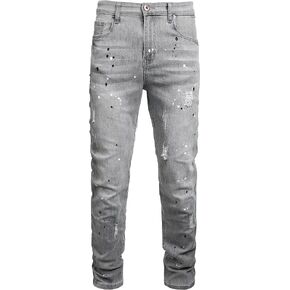 Men Ripped Jeans Fashion Slim Fit Traight Distressed Design Skinny Stretch Comfort Flex Waist Denim Pants in Saudi Arabia