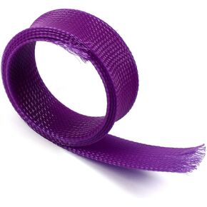 Bettomshin 1m/3.28ft PET Expandable Braid Cable Sleeving Flexible Wire Mesh Sleeve Purple