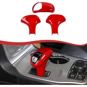 Jimen Compatible with Jeep Grand Cherokee 2014-2015, 3PCS Gear Shift Knob Cover Trim (Carbon Fiber)