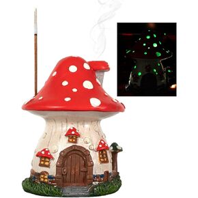 Handmade Mushroom House Incense Holder Sculptures, Cute Glow in The Dark Mushroom Incense Burner Ornaments Decor Gifts Statues, Adorable Home Decoration