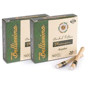 Bellissimo Herbal Cigarette, Tobacco & Nicotine Free Herbal Filter Dhoompan, Regular Herbal Smoke Rolled in Tendu Leaves, Helps Quit Smoking, Non-Addictive Smoking Cessation, 2 Pack 40 Cig