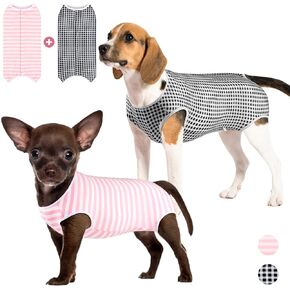 2 Packs Dog Surgery Recovery Suit Small Dogs Onesie for Surgery Female Male Dog Surgical Recovery Suit After Spayed Neuter Body Suit Anti-Licking Wounds Dog Cone Alternative