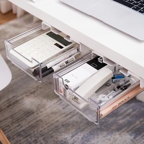 Citylife 2 Packs Self-Adhesive Under Desk Drawer Slide Out Desk Organizers and Accessories, Stick Drawers for Under Desk Drawer Attachment Under Desk Drawer Organizer for Office, Classroom, Home in Kuwait