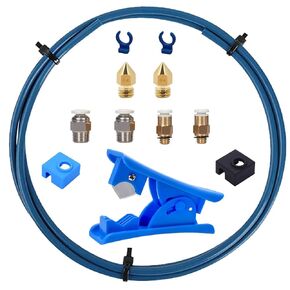 3D Printer Bowden Tube 1.75MM, 1M PTFE Tube Kit Filament Teflon Tube with PC4-M6 & PC4-M10 Pneumatic Fittings, Tube Cutter, MK8 Nozzles, Silicone Sleeves for 3D Printer Upgrade