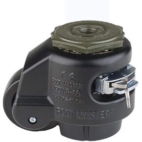 FOOTMASTER GDR-80S-BLK-1/2 عجلة نايلون وعجلة تسوية NBR، 1100 رطل، مثبتة على الجذع بقطر فتحة تثبيت 0.5 بوصة، أسود in Kuwait