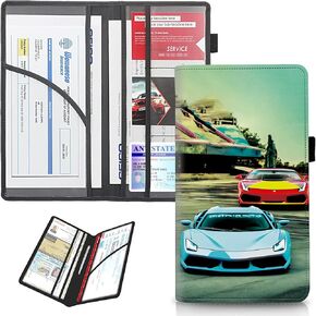 JYCUHTCL Car Registration and Insurance Holder Turqoise Design, Essential Car Wallet Case for Driver Auto Owners Trailer Motorcycle Boat, Glove Box Organizer for Vehicle Car Document Holder