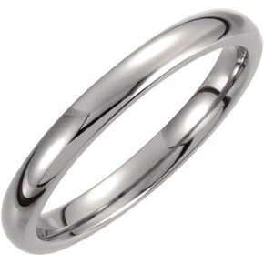 Solid Titanium 3mm Domed Polished Wedding Band Ring Comfort Fit