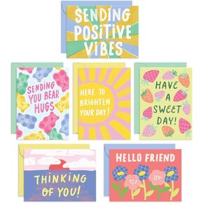 S&O Fun Thinking of You Cards with Envelopes - Colorful Thinking of You Card Pack of 24 Box - Blank Inside Encouragement Cards with Envelopes - Bulk Boxed Greeting Cards Assorted Designs