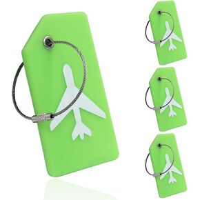 Auvotuis 4 Pcs Silicone Luggage Tag with Name ID Card, Black Baggage Handbag School Bag Suitcase Labels, Perfect for Quickly Spotting Your Luggage Suitcase