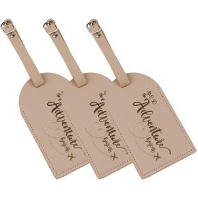 Luggage Tags Labels Leather for Travel Suitcase 3 Pack (Black)