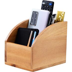 Rustic Vintage Wooden Desk Organizer Farmhouse Wood Remote Control Caddy, 3 Slot Tabletop Desktop Office Supply Storage Rack Desktop TV Remote Control Holder Home Decor Office Supplies Storage