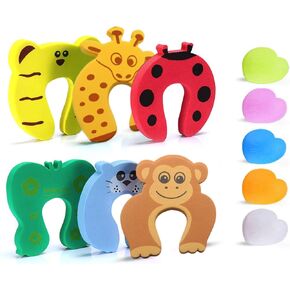 6PCS Finger Pinch Guard+5PCS Colorful Door Stopper Wall Protector, Baby Proofing Doors Made with Soft Foam Cushion Yet Durable,Cartoon Animal Door Stopper, Prevent Finger Pinch Injuries in Kuwait