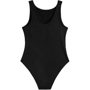 OYOANGLE Girl's One Piece Swimsuit Basic Solid Sports Bathing Suit Athletic Training Swimwear