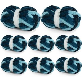 BALAPET Tie Dye Chunky Chenille Yarn for Crocheting & Knitting, Soft Fluffy Kitting Yarn Set, Multi Color Plush Yarn for Handcrafts Weaving Making Blankets (8, Black Red)