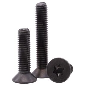 M4-0.7 x 12mm Flat Countersunk Head Torx Security Machine Screws Bolts, Black Oxide Finish, 10.9 Grade Alloy Steel, Full Thread, Pack of 100