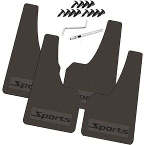 Standard Size Universal Soft Glue Heavy Duty Splash Guards Mud Flaps Fenders - Dirt/Slush Protection,4 Pcs Front/Rear Tires,Fits for SUVs MPV (Not Fits to Full-Size SUVs) Black + Logo Sports