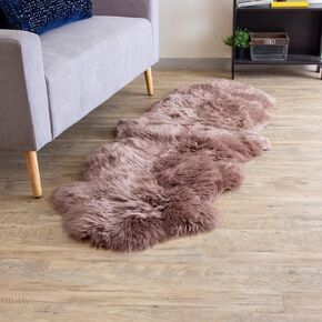 Premium Genuine Sheepskin Rug 2' x 3' Long Fur Soft & Natural Chair/Seat Cover Accent Rug, Beach Blue, Single Pelt