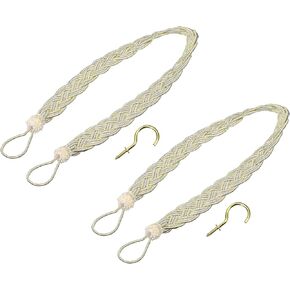 uxcell 2Pcs Curtain Tiebacks, 58cm/23 Braided Drapery Holdback Holder Decorative Rope Tie Back with 2 Metal Hooks, Purple/Silver